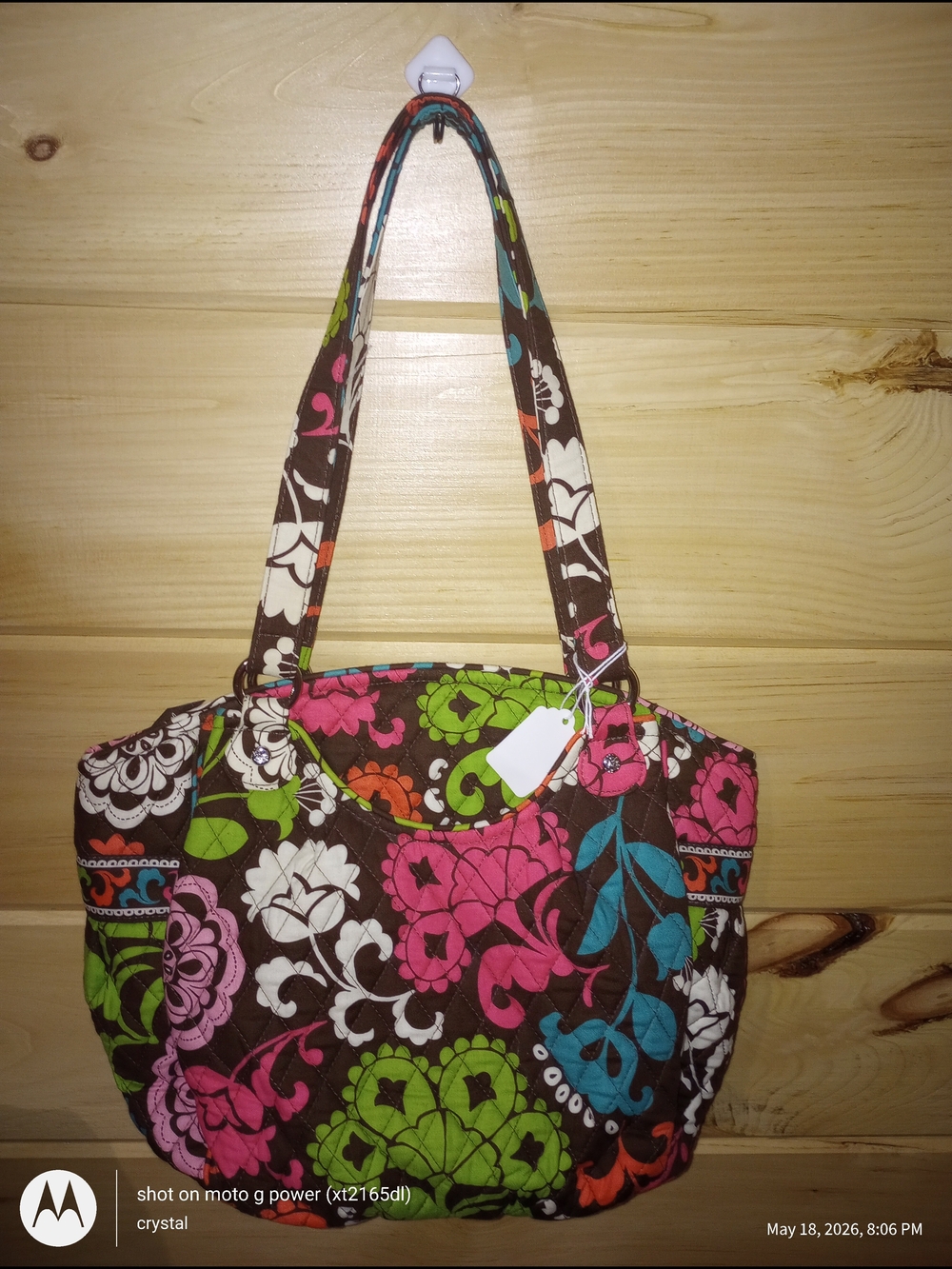 Vera Bradley Quilted Floral Tote Bag in Brown Multi